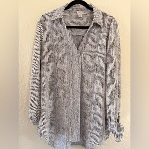 Spense Black and White Striped Blouse